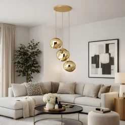 Lámpara colgante cristal triple 