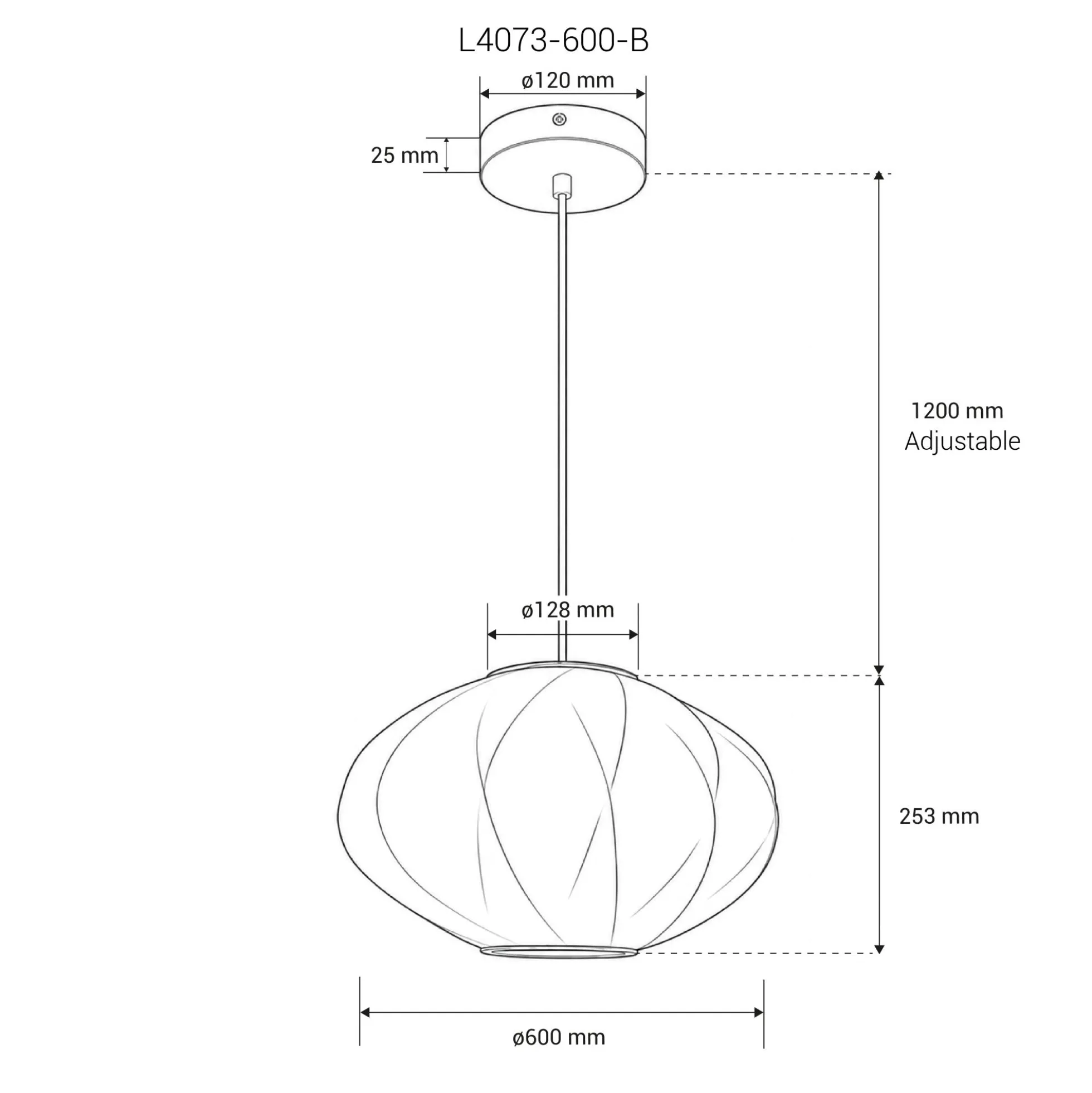 Lámpara colgante de diseño "MERIDIA 600" - Pantalla de seda - E27 - 60 cm
