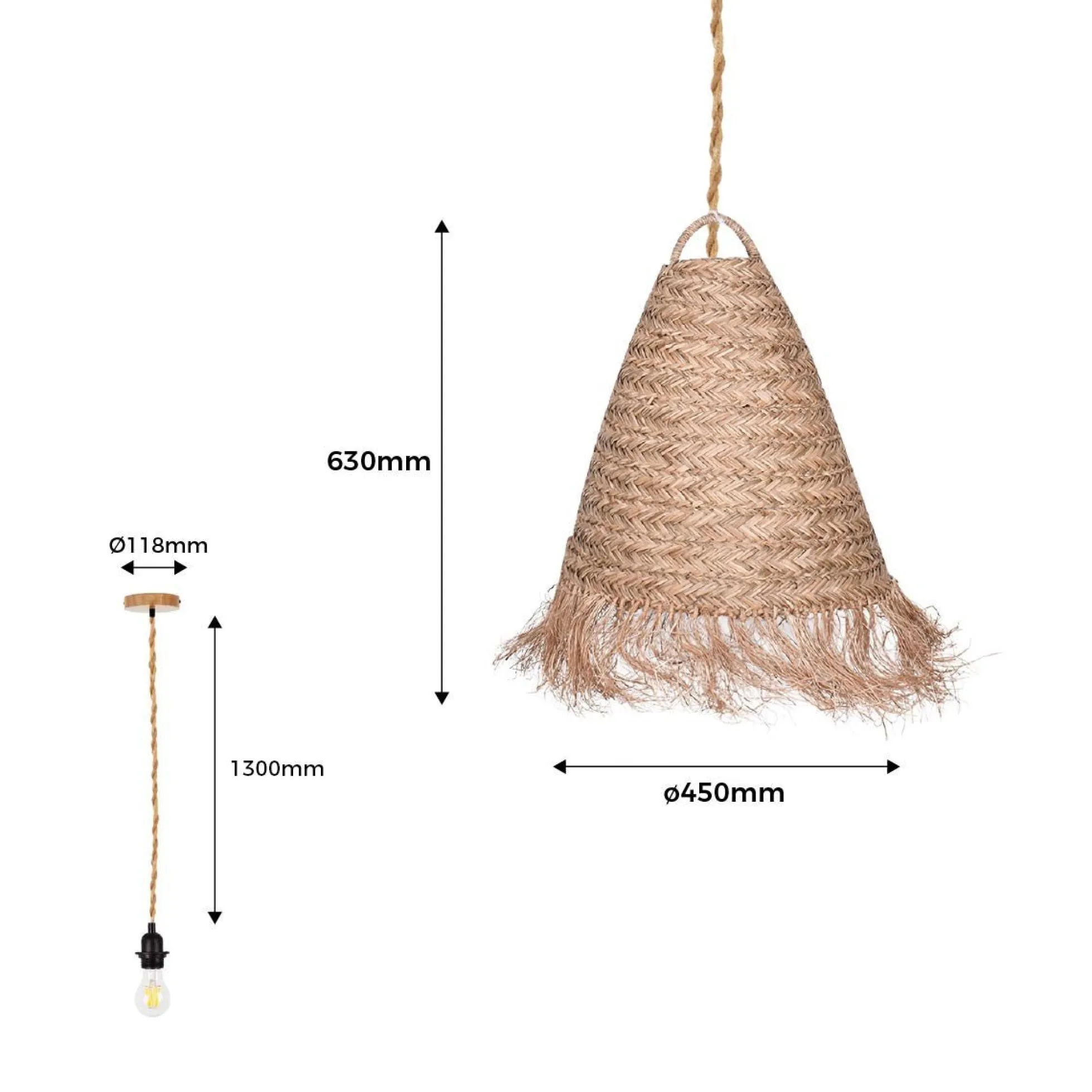 Lámpara colgante de fibras naturales "NAM"