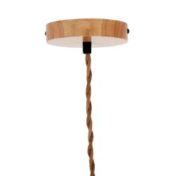 Lámpara colgante de madera y cuerda para bombilla E27 130cm