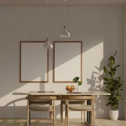 Lámpara colgante de metal y madera 