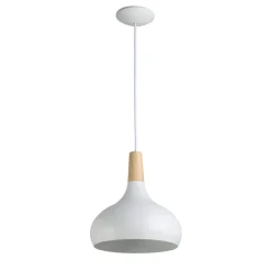 Lámpara colgante de metal y madera 