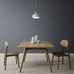 Lámpara colgante de metal y madera 