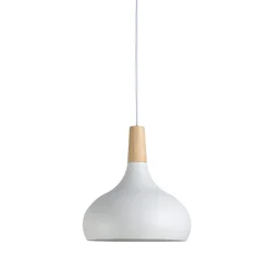 Lámpara colgante de metal y madera 
