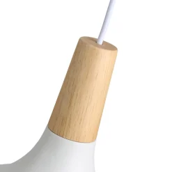 Lámpara colgante de metal y madera 