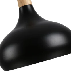 Lámpara colgante de metal y madera 