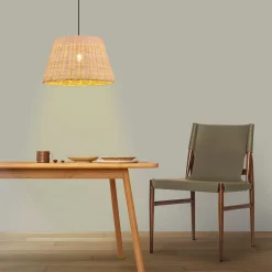 Lámpara colgante de mimbre