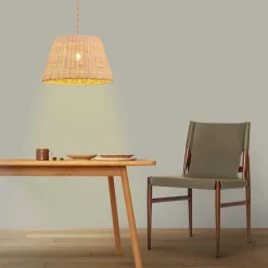 Lámpara colgante de mimbre