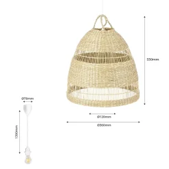 Lámpara colgante de mimbre 