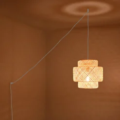 Lámpara colgante de mimbre "JENSEN" - Ø40cm - Con interruptor y enchufe - E27