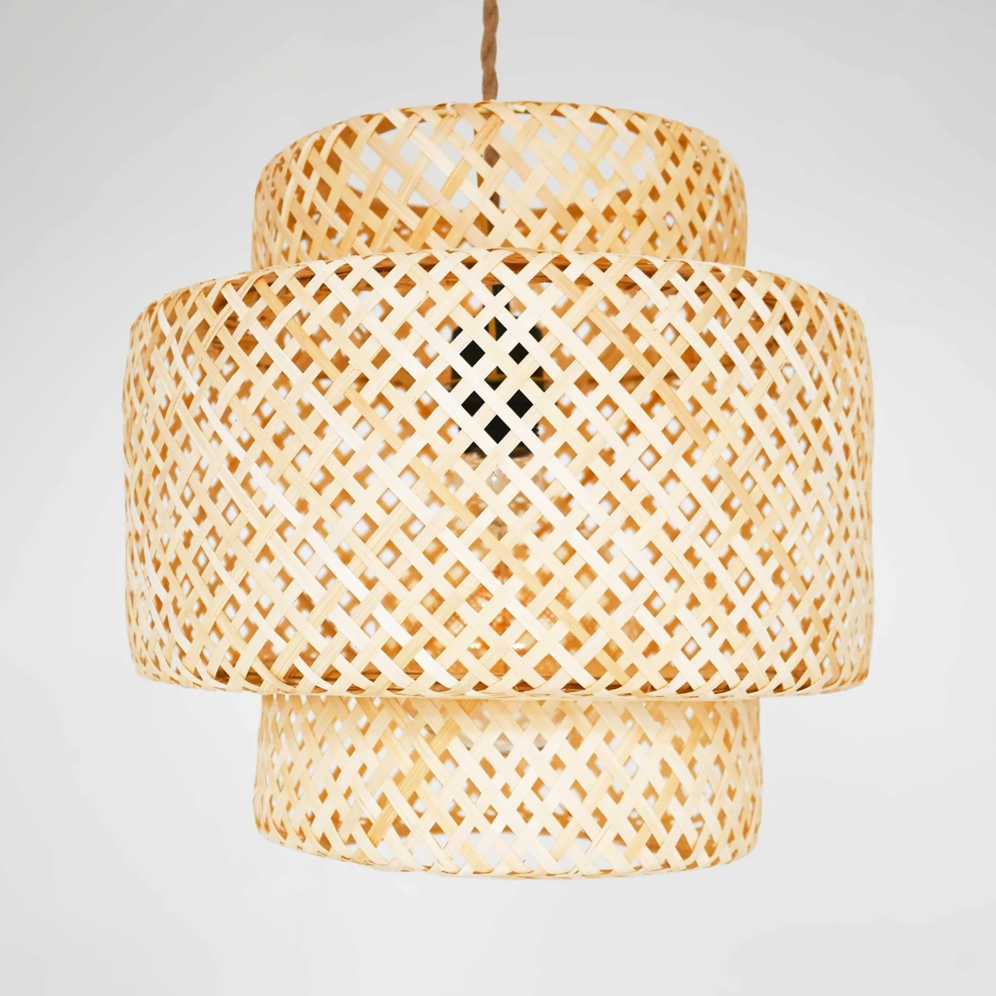 Lámpara colgante de mimbre "JENSEN" - Ø40cm - Con interruptor y enchufe - E27