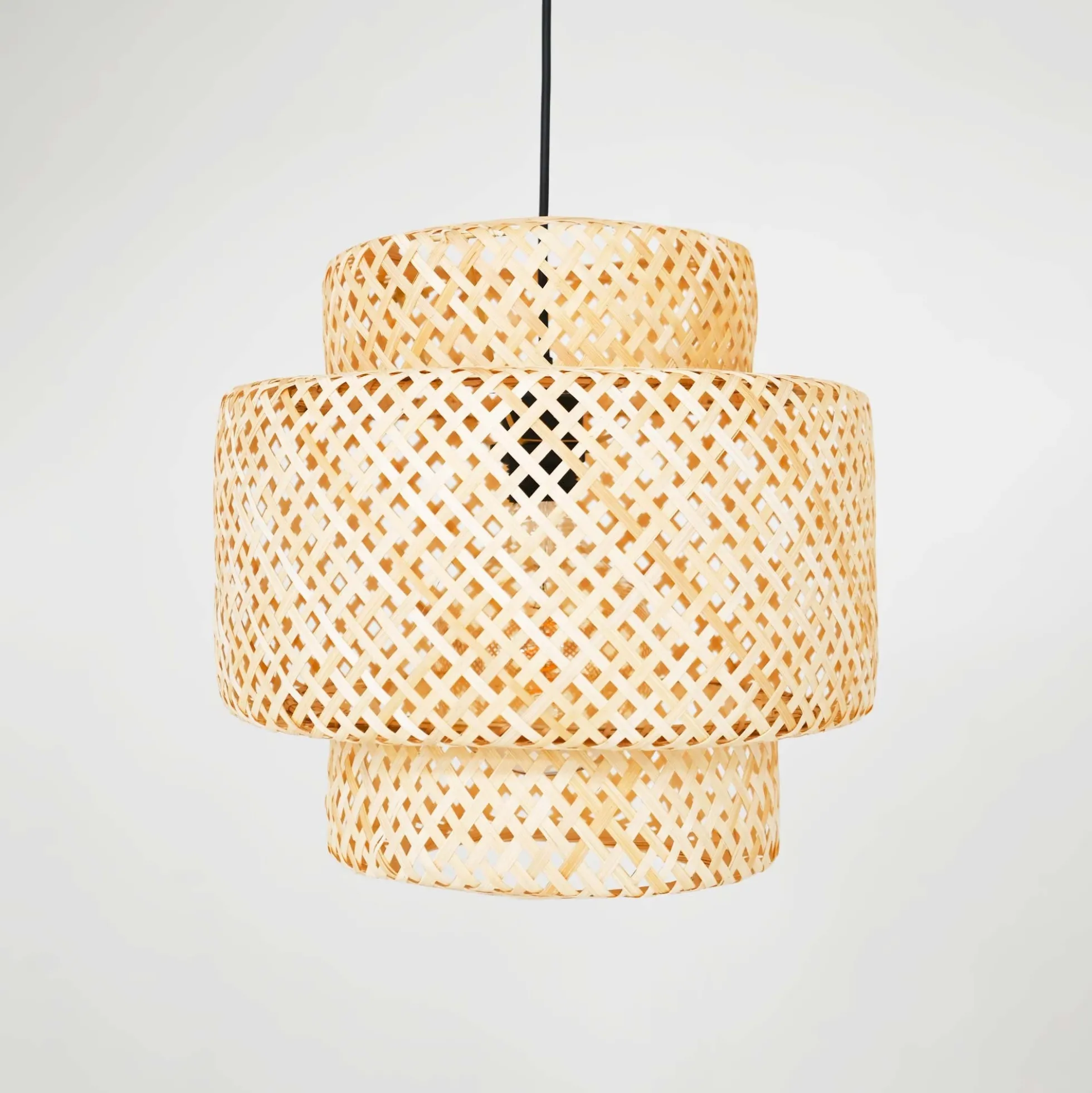 Lámpara colgante de mimbre "JENSEN" - Ø40cm - Con interruptor y enchufe - E27