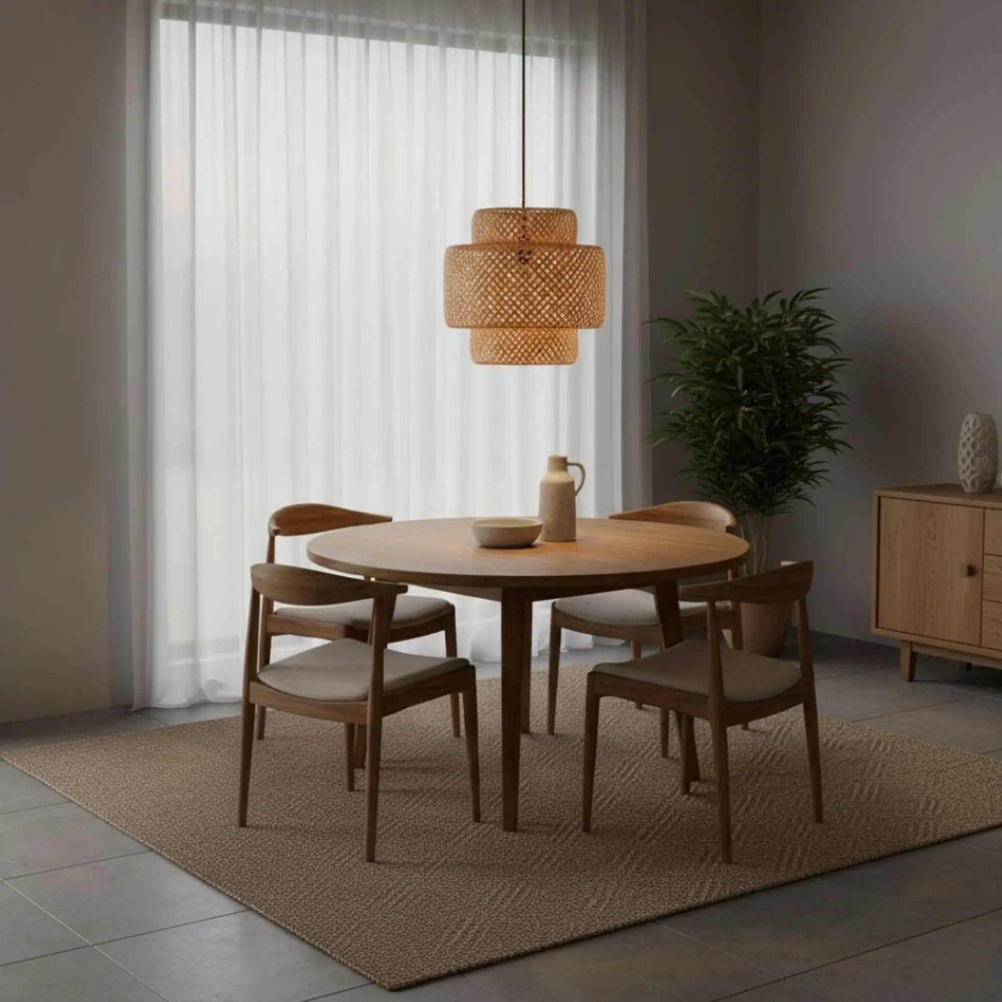 Lámpara colgante de mimbre "JENSEN" - Ø40cm - E27
