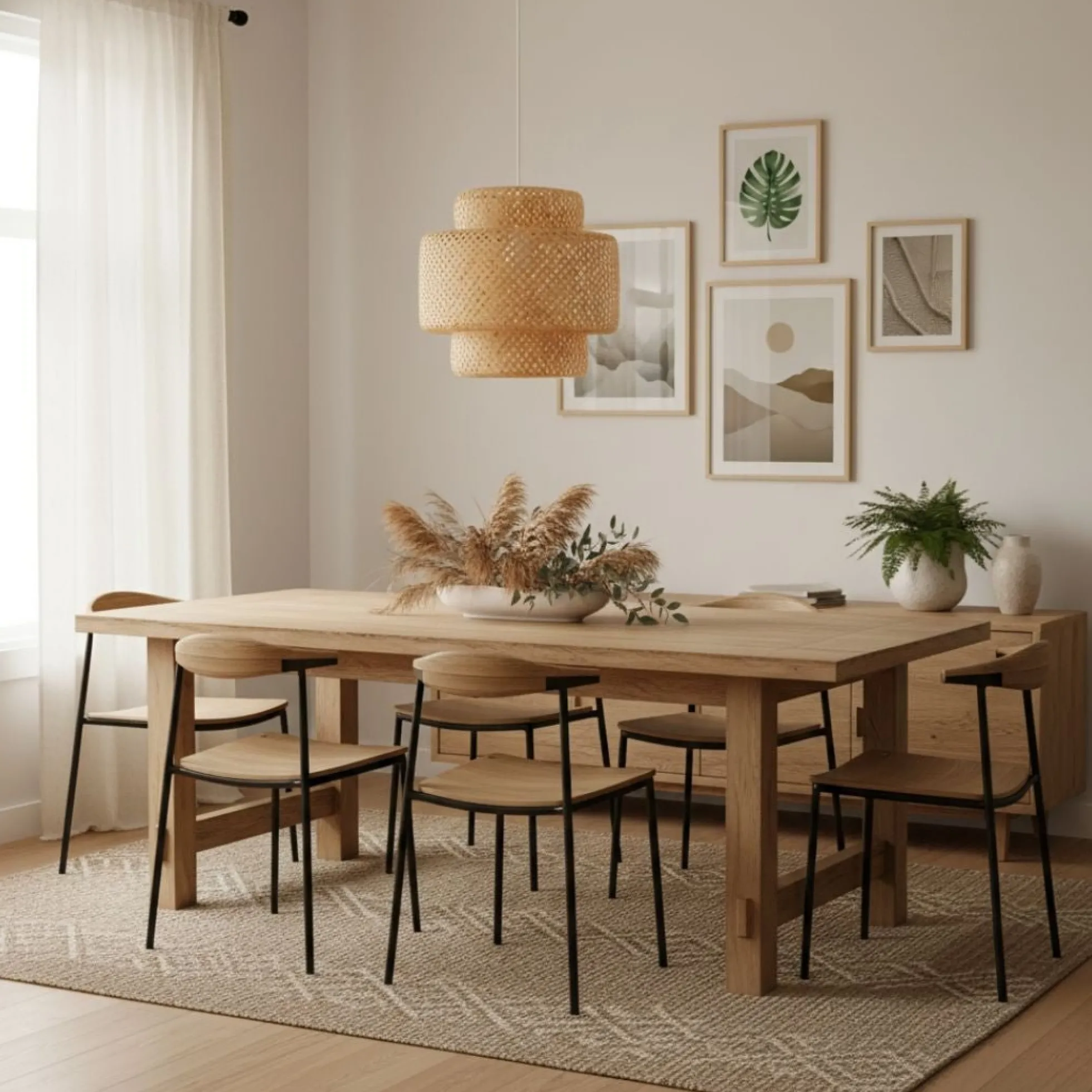 Lámpara colgante de mimbre "JENSEN" - Ø40cm - E27