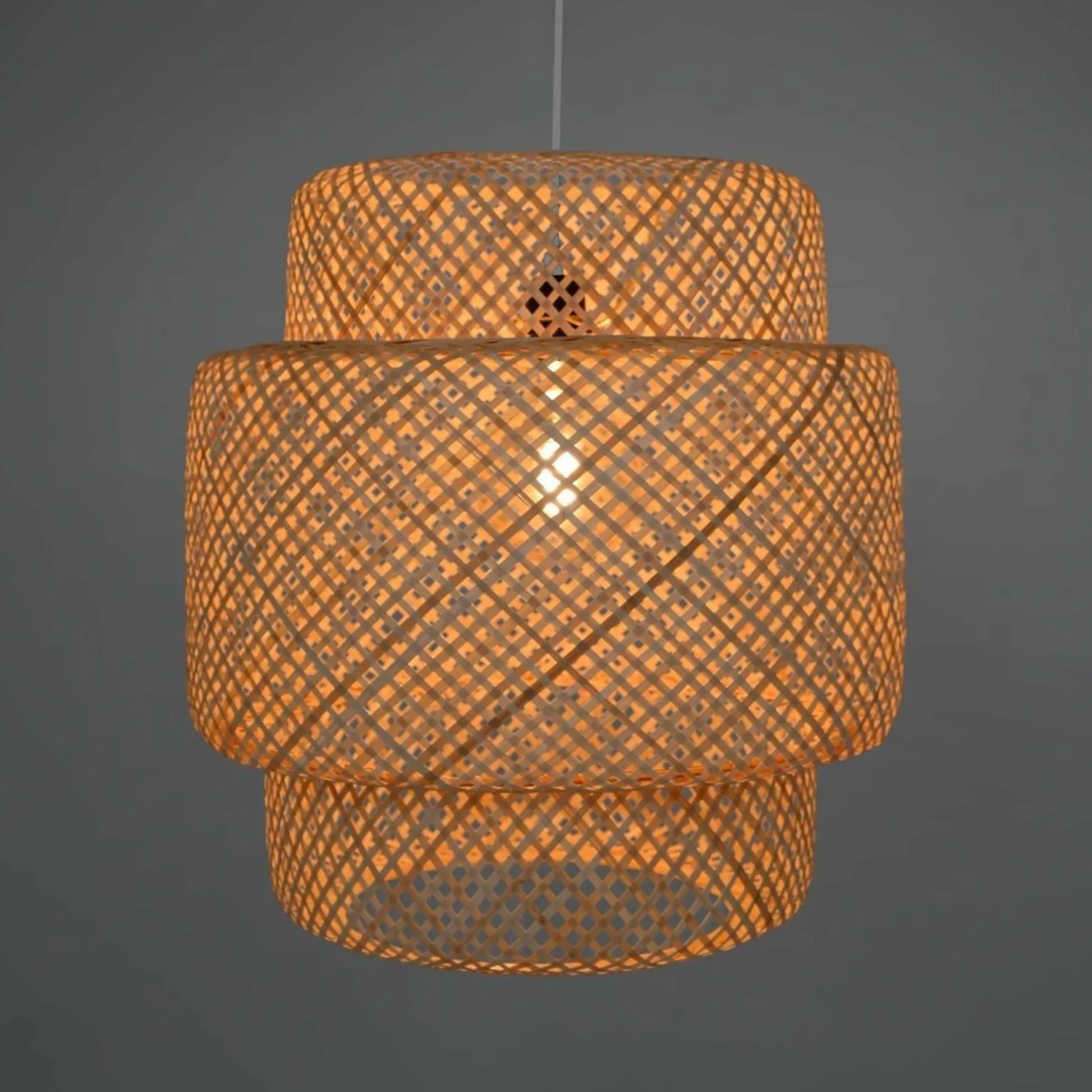 Lámpara colgante de mimbre "JENSEN" - Ø50cm - Con interruptor y enchufe - E27