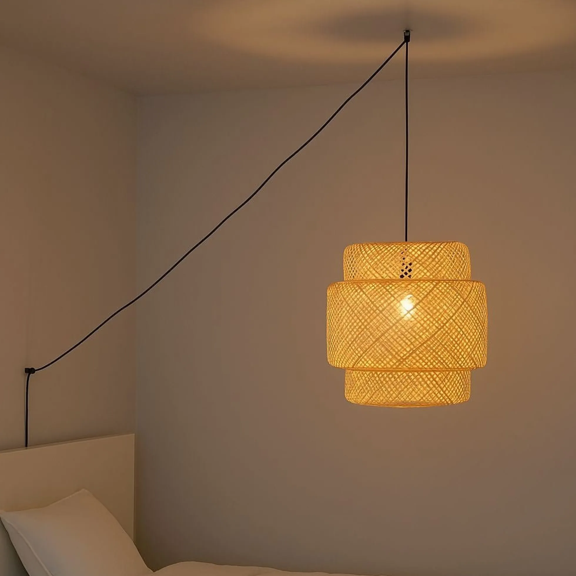 Lámpara colgante de mimbre "JENSEN" - Ø50cm - Con interruptor y enchufe - E27