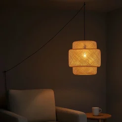 Lámpara colgante de mimbre