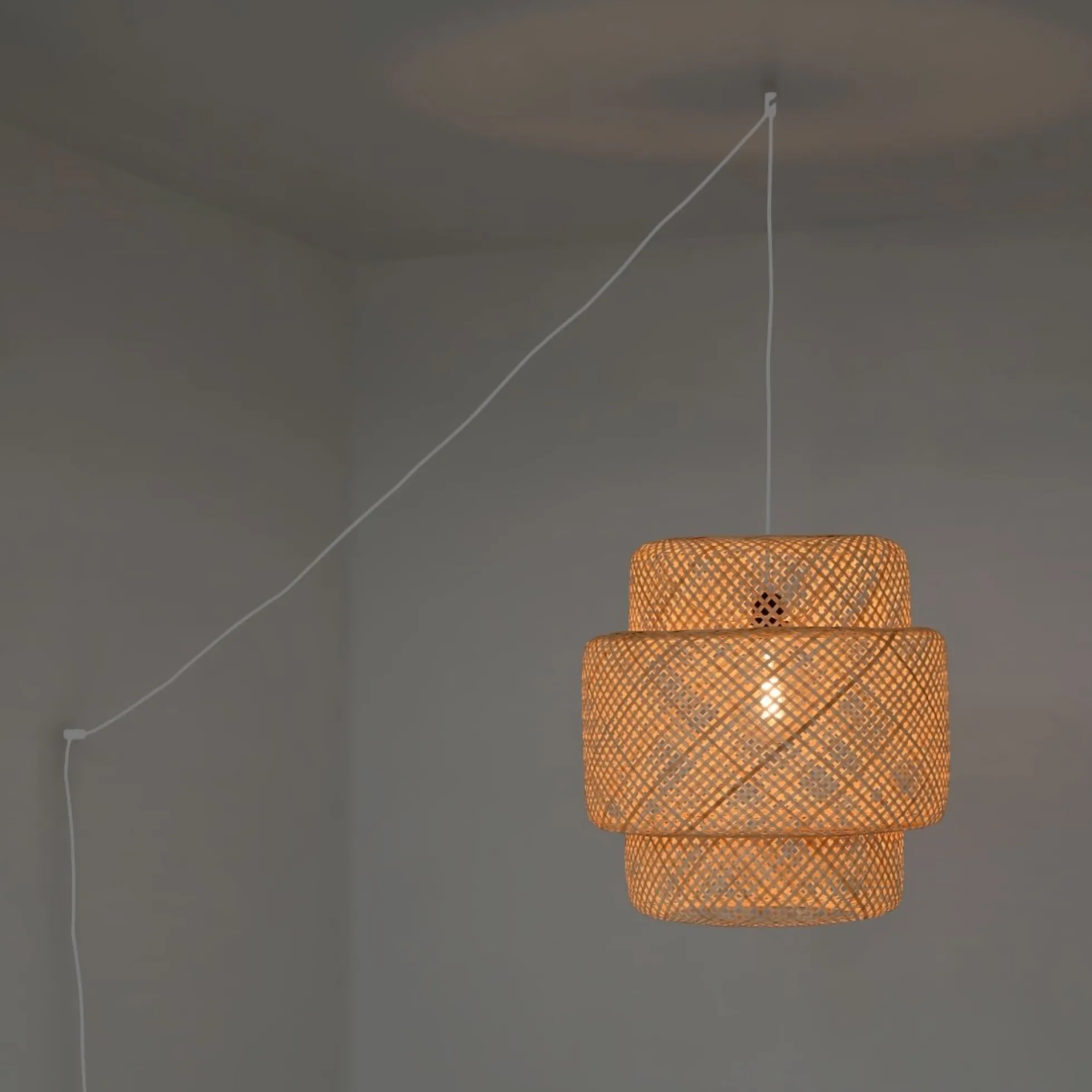 Lámpara colgante de mimbre "JENSEN" - Ø50cm - Con interruptor y enchufe - E27
