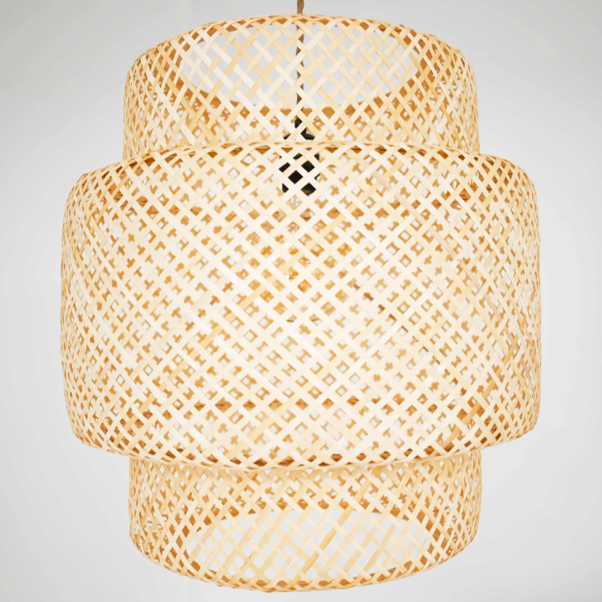 Lámpara colgante de mimbre "JENSEN" - Ø50cm - Con interruptor y enchufe - E27