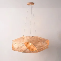 Lámpara colgante de mimbre