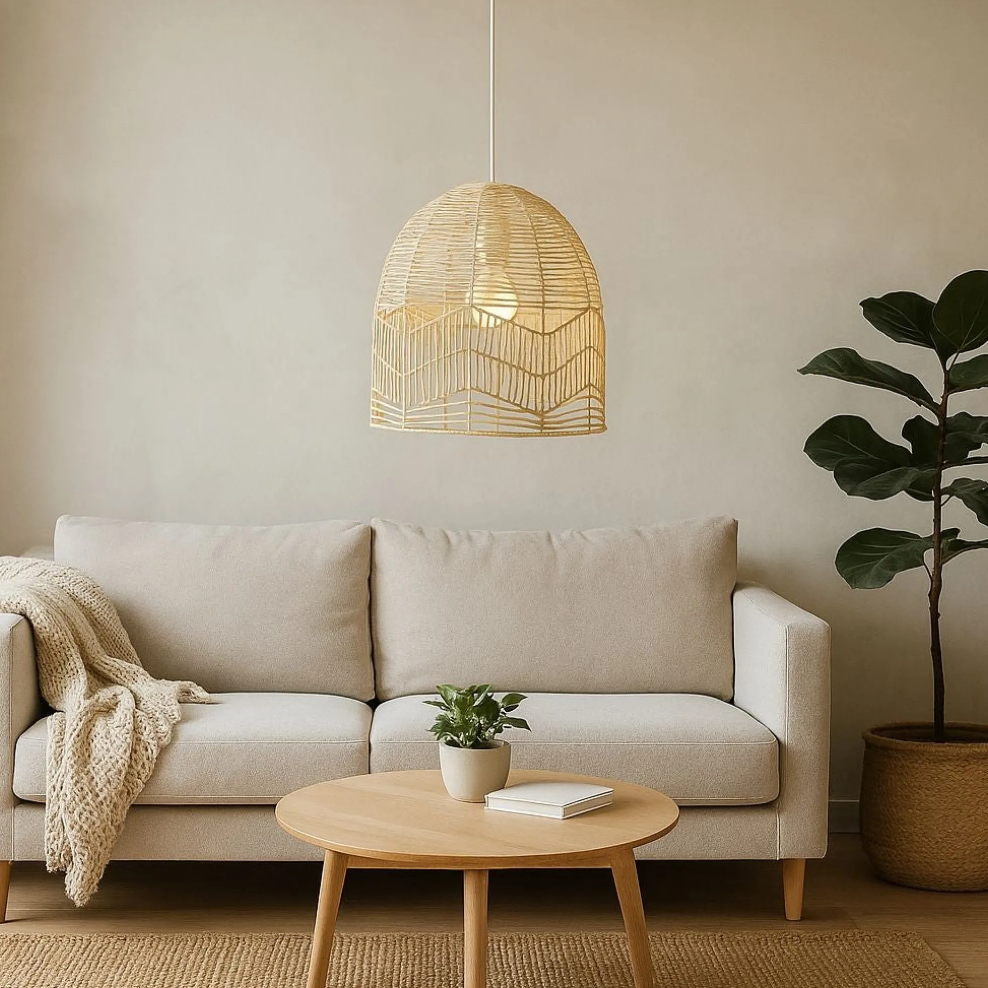 Lámpara colgante de mimbre "NORMA" - Ø45cm - E27