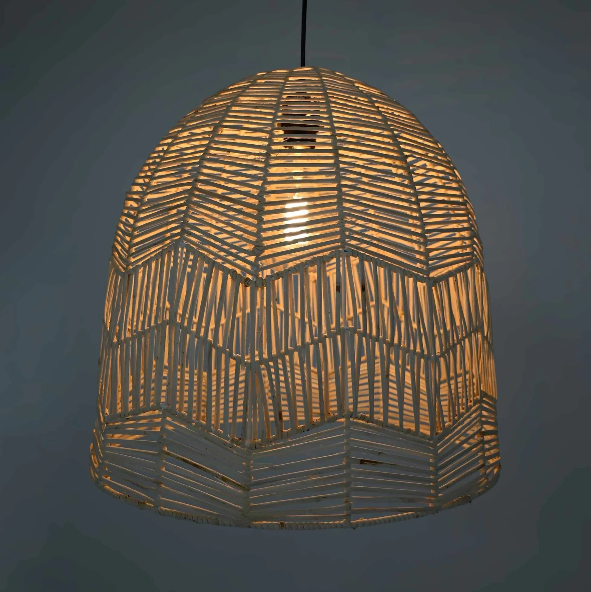 Lámpara colgante de mimbre "NORMA" - Ø45cm - Con interruptor y enchufe - E27
