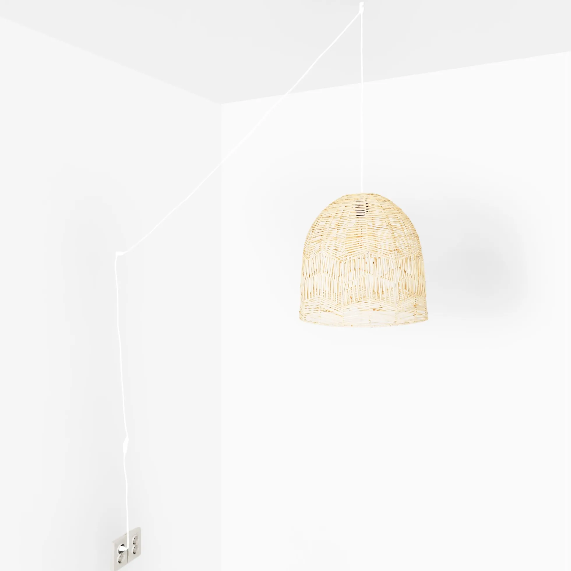 Lámpara colgante de mimbre "NORMA" - Ø45cm - Con interruptor y enchufe - E27