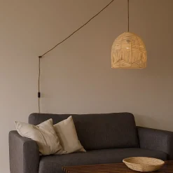 Lámpara colgante de mimbre