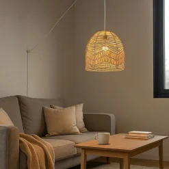 Lámpara colgante de mimbre