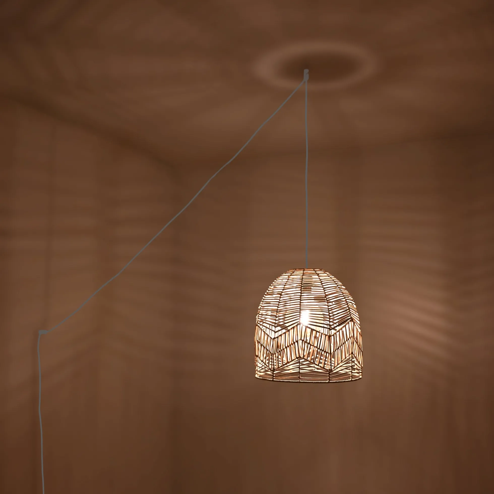 Lámpara colgante de mimbre "NORMA" - Ø35cm - Con interruptor y enchufe - E27