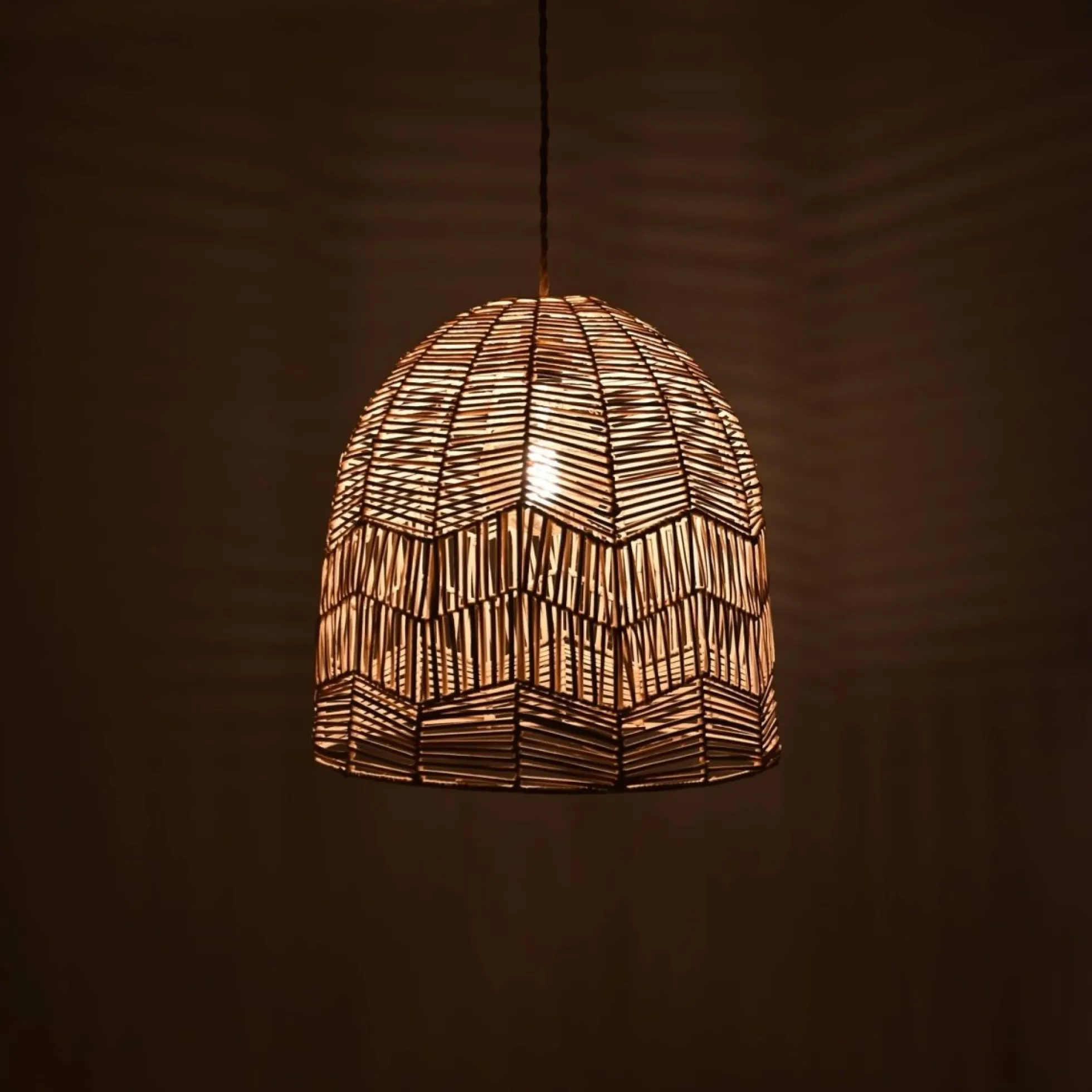 Lámpara colgante de mimbre "NORMA" - Ø35cm - Con interruptor y enchufe - E27