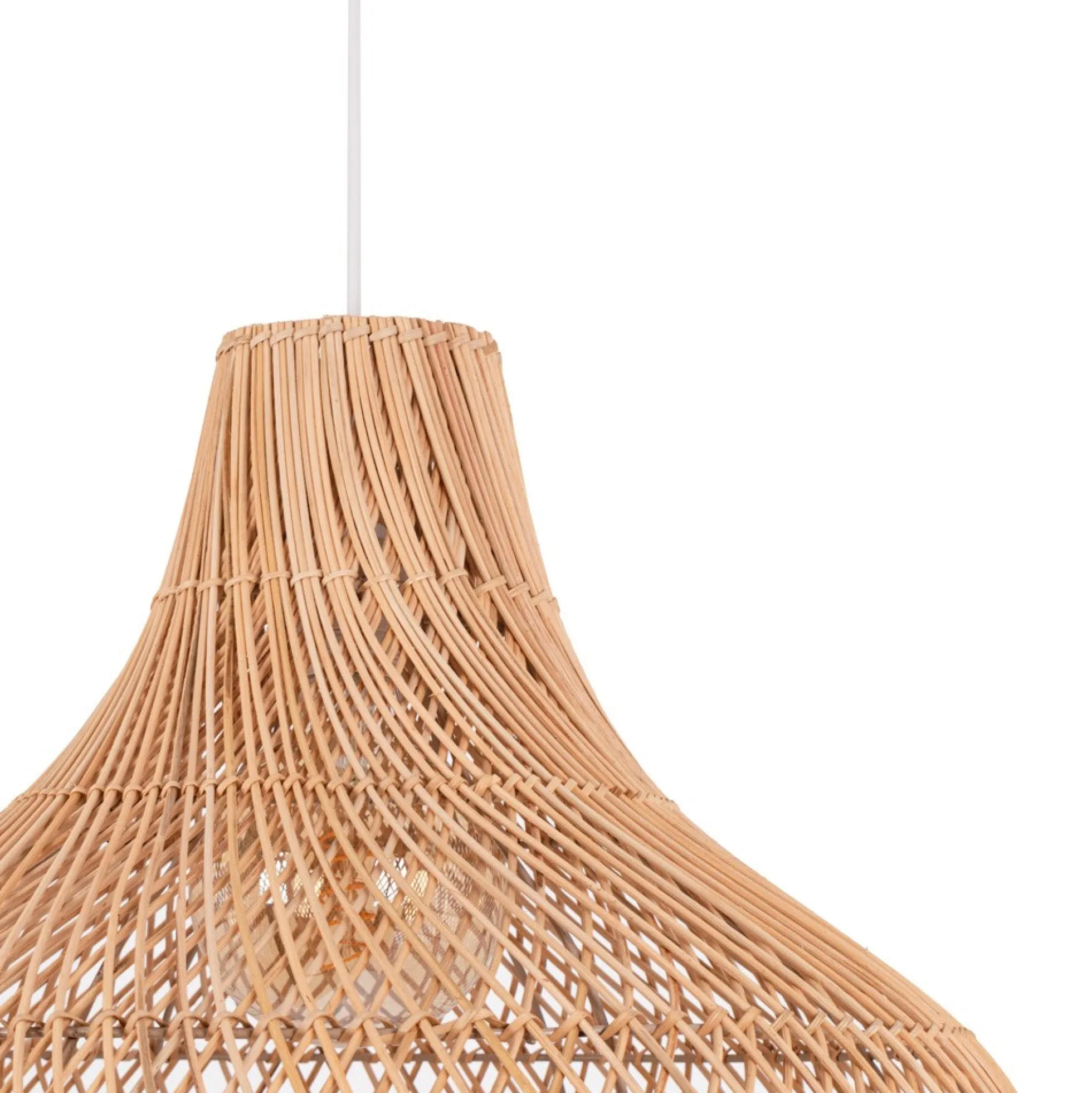Lámpara colgante de mimbre "Samoa" con interruptor y enchufe
