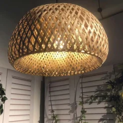 Lámpara colgante de mimbre "Yonna" con cable y enchufe