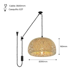 Lámpara colgante de mimbre 