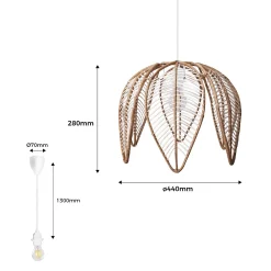 Lámpara colgante de ratán en forma de flor 