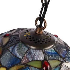 Lámpara colgante inspiración "Tiffany" con mosaico floral en cristal - 30cm