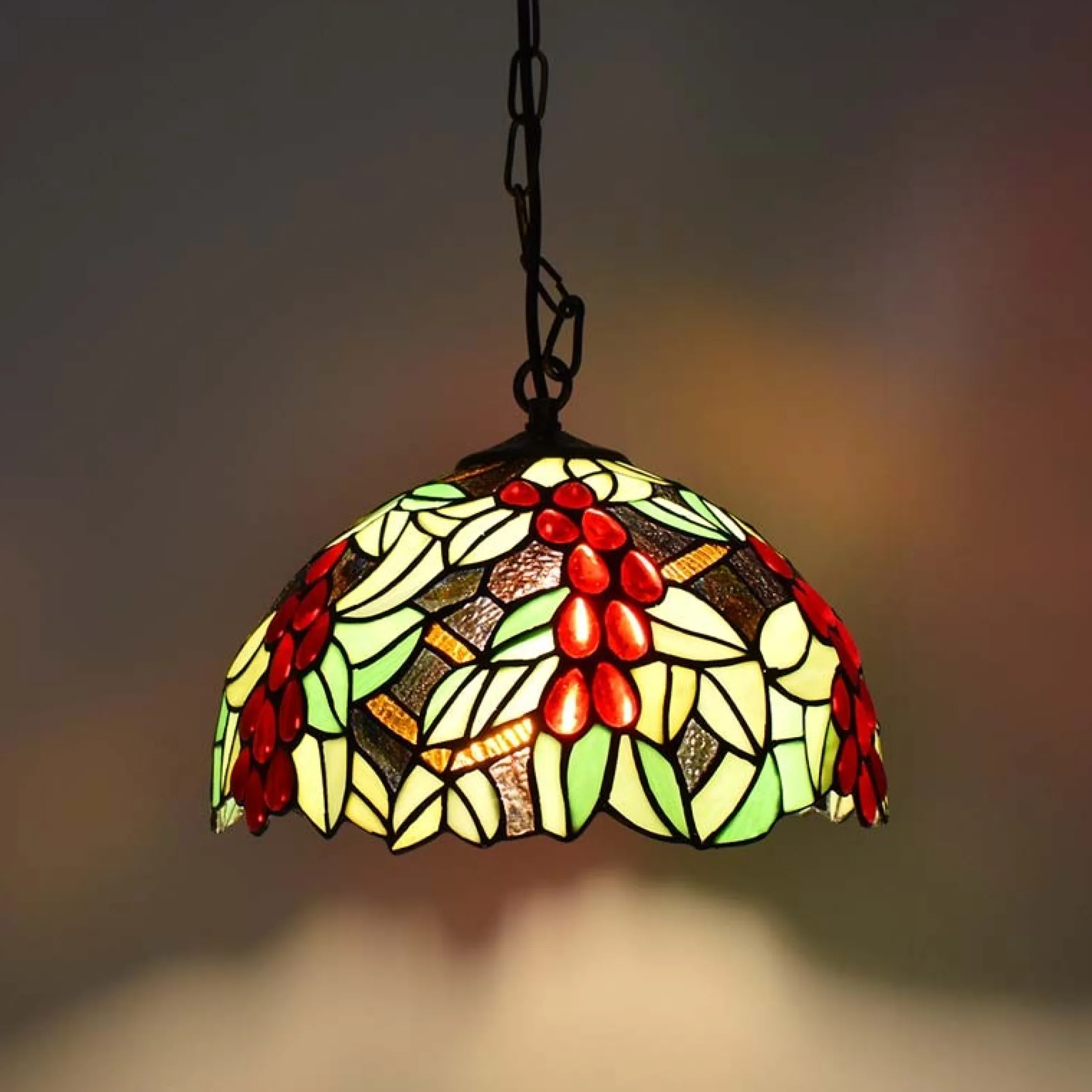 Lámpara colgante inspiración "Tiffany" con mosaico frutal en cristal