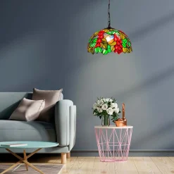 Lámpara colgante inspiración "Tiffany" con mosaico frutal en cristal