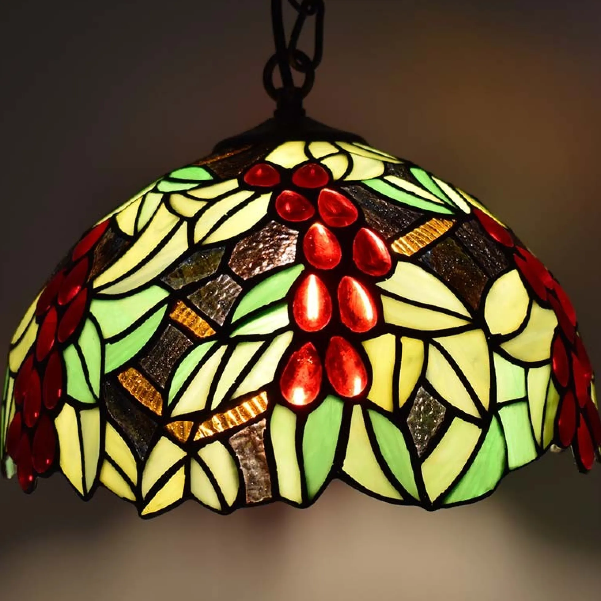 Lámpara colgante inspiración "Tiffany" con mosaico frutal en cristal