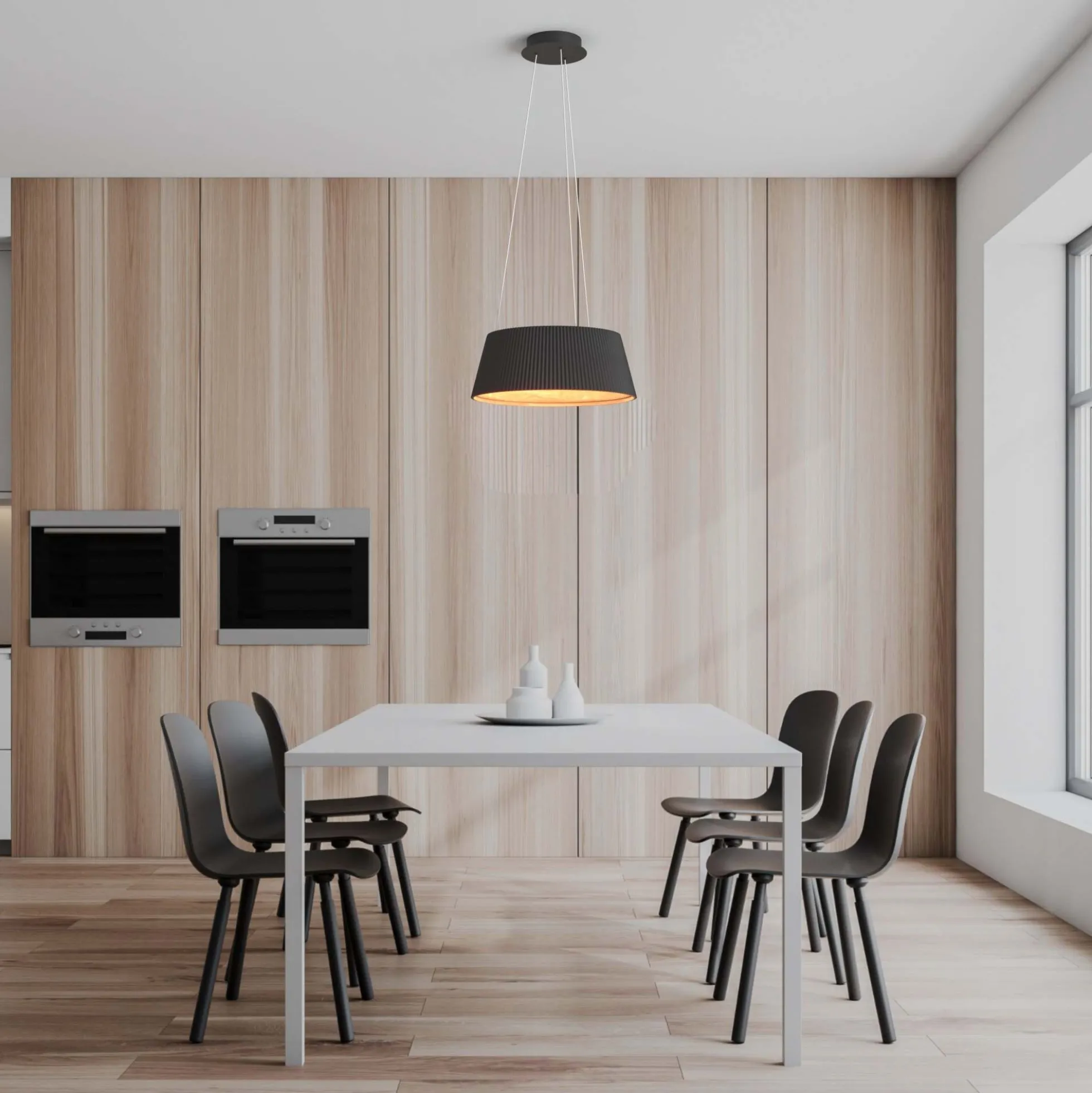 Lámpara colgante LED CCT 24W - Efecto madera - ø46cm