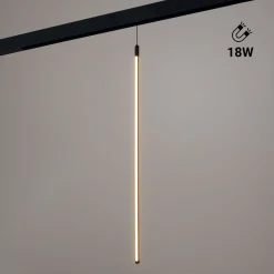 Lámpara colgante LED vertical para carril magnético - 48V - 18W - 2800K - Negra