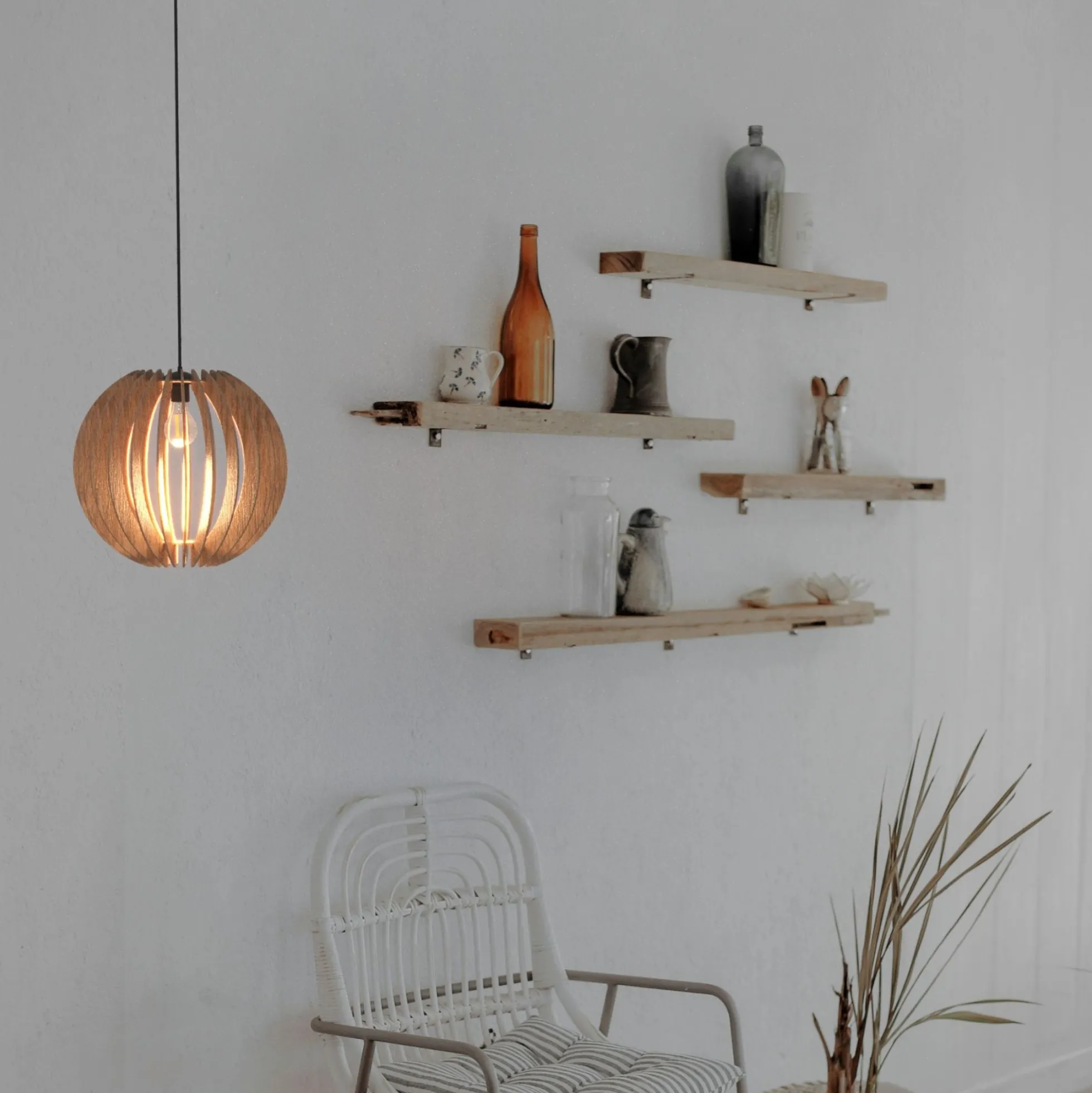 Lámpara colgante madera "BURMA" - Ø 45cm - E27