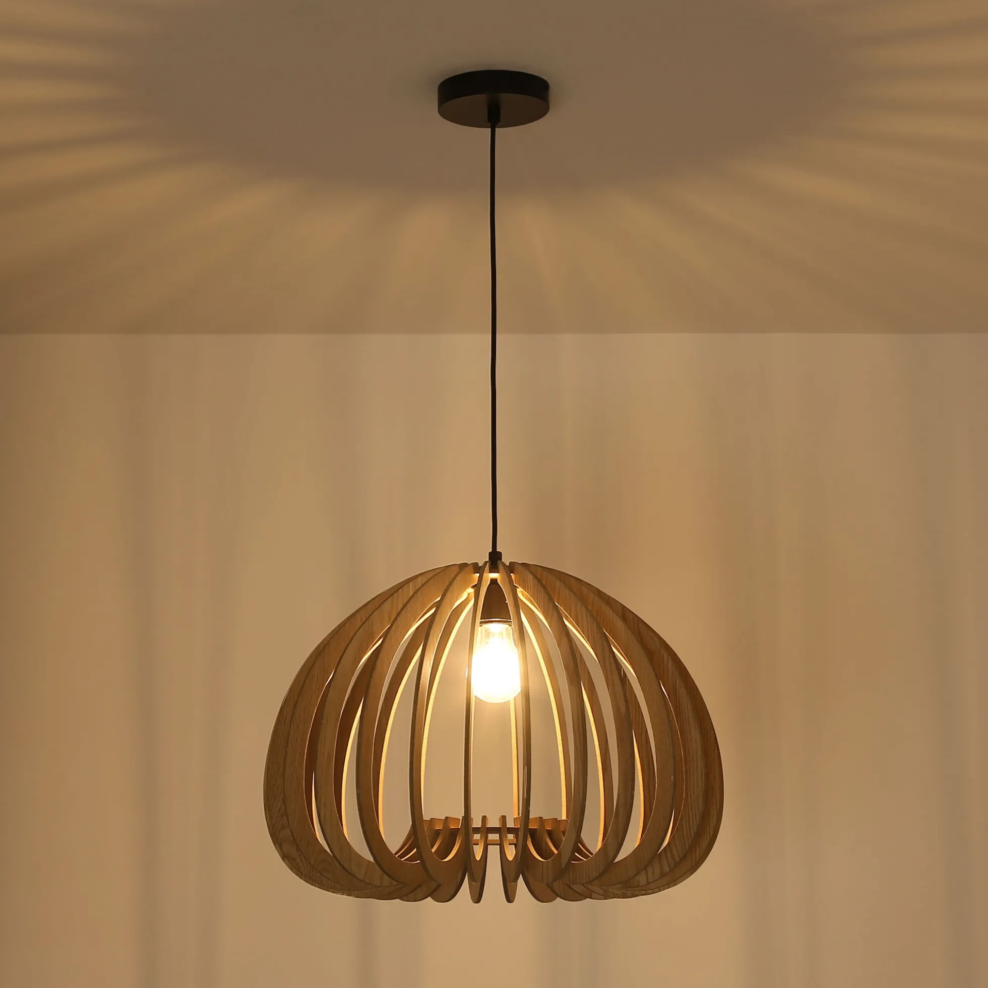 Lámpara colgante madera "MARGE" - Ø 45cm - E27