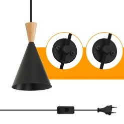 Lámpara colgante nórdica con cable y enchufe 