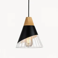 Lámpara colgante nórdica en metal y madera 