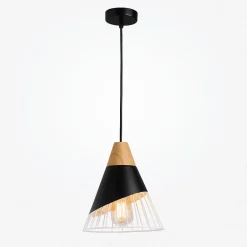 Lámpara colgante nórdica en metal y madera 