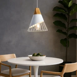 Lámpara colgante nórdica en metal y madera 