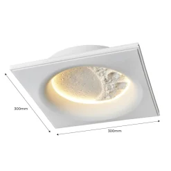 Lámpara de escayola trimless en forma de luna "SIDEREUS" - 300x300 mm - 8.5 W