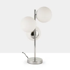 Lámpara de mesa bola cristal triple "ROM" - 3 x E27 - Ø 15cm
