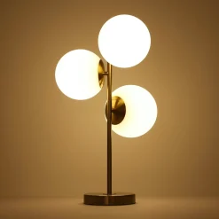 Lámpara de mesa bola cristal triple 